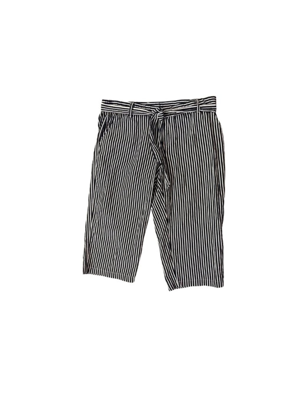 Liz Claiborne Cropped Pants Womens XL Navy White Stripe Linen Used - Picture 4 of 14